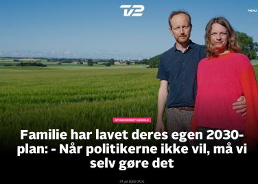 TV2-kampagne sommer 2020. 2030-plan. Charlotte Weitze og Jacob Antvorskov
